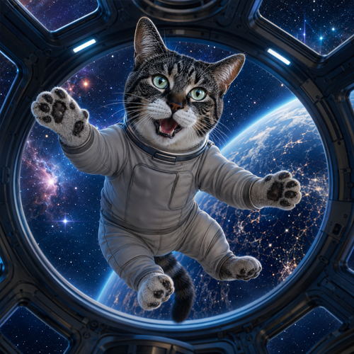Talking Cat floating in space