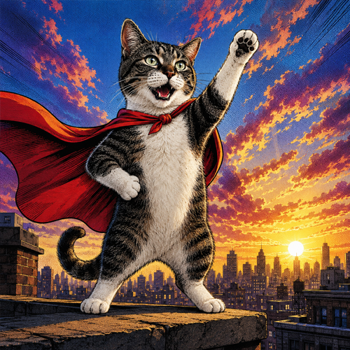 Talking Cat as a caped hero